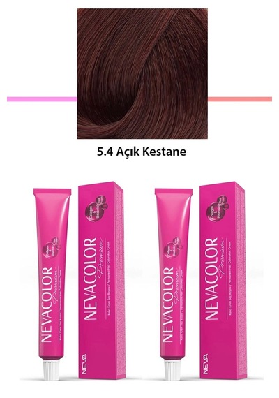 Hubrendy Tedarik 2 Li Set Premium 5.4 Açık Kestane - Kalıcı Krem Saç Boyası 2 X 50 G Tüp