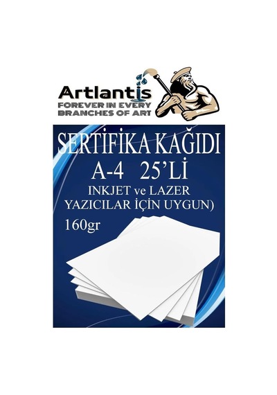 A4 Sertifika Kağıdı Kalın 25 Adet Gramajlı Fotokopi Kağıdı 160 Gr Tüm Yazıcılara Uyumlu 21x29.7 Cm Kalın Bas Genel