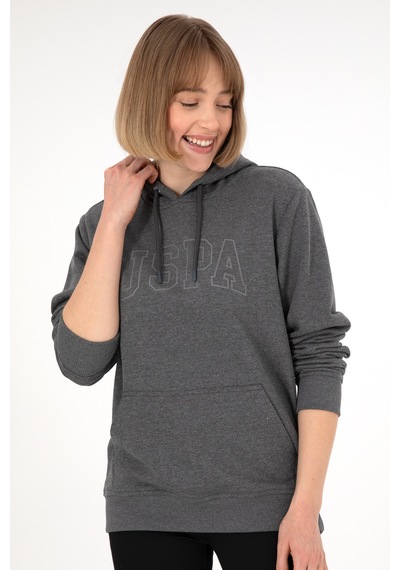 U.S. Polo Assn. Erkek Regular Fit Kapüşonlu Antrasit Melanj Basic Sweatshirt 50295175-VR081
