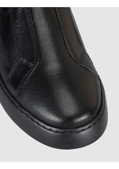 Cabani Hakiki Deri Siyah Bağcıksız Erkek Sneaker