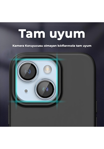 İphone 14 / 14 Plus Uyumlu Safir Lens Çizilmez Dayanıklı Kamera Koruyucu