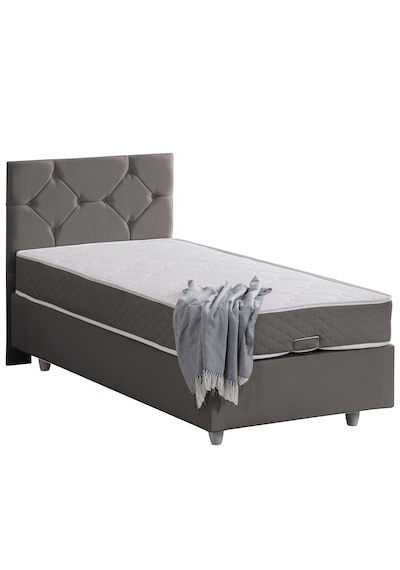 Glamis Tek Kişilik Baza Başlık Letto Yatak Seti - Gri 90 x 190