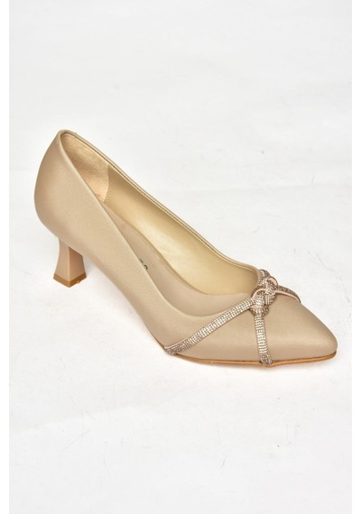 Fox Shoes S246061604 Ten Kumaş Kalın Topuklu Kadın Abiye Ayakkabı Ten