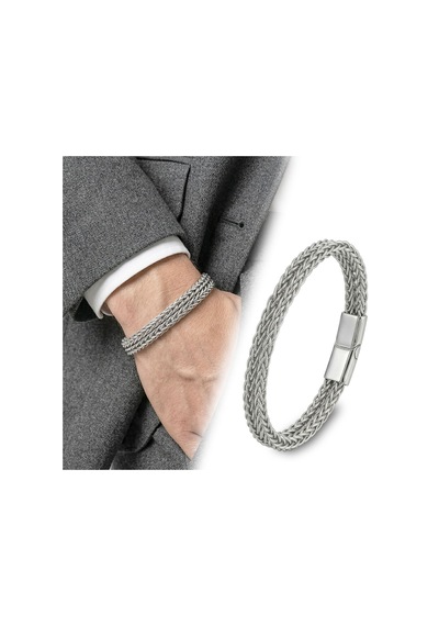 Premium Sarmal Çelik Zincir Örgülü Erkek Bileklik 31835b2d3 - 21 Cm Gümüş