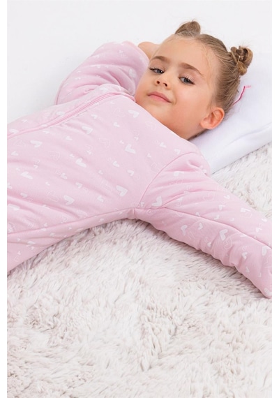 Cantoy Kız Erkek Çocuk Kalın Elyaf Dolgulu Premium Kalite 2.5 Tog Desenli Uyku Tulumu Pembe