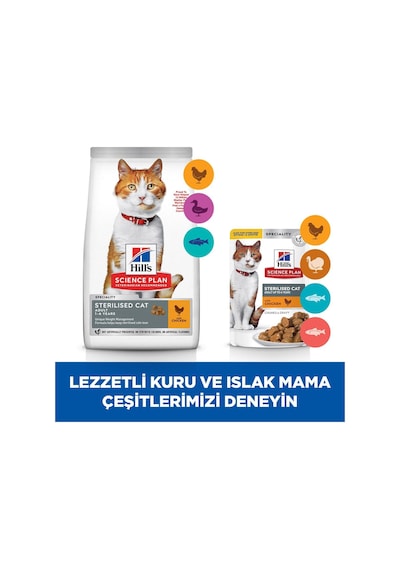 Hills Science Plan Kısırlaştırılmış Tavuklu Kedi Maması 10 Kg