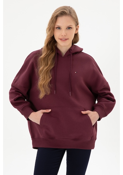 U.S. Polo Assn. Kadın Bordo Şardonlu Kapüşonlu Sweatshırt 50313567-VR177
