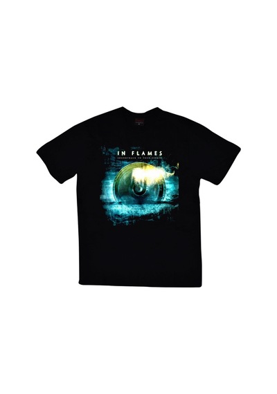In Flames Baskılı Unisex %100 Pamuk Siyah T-shirt SIYAH