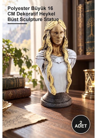 2 Adet Galadriel Büst Polyester Büyük 16 Cm Dekoratif Heykel Büst Sculpture Statue 1