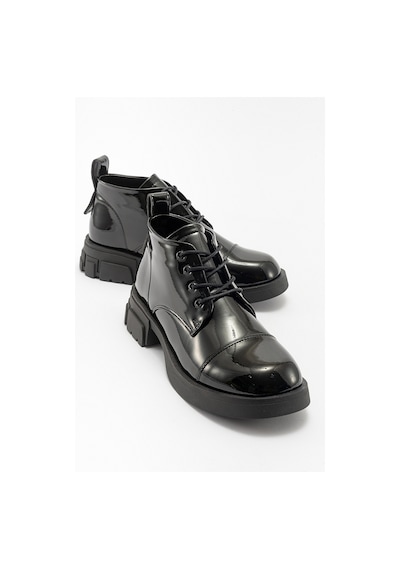 Luvishoes Lagom Siyah Rugan Kadın Bot Sıyah Rugan