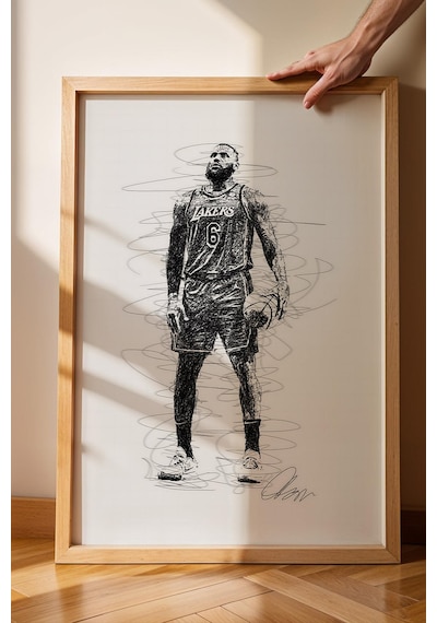 Lebron James Çerçeveli Tablo Nba Basketbol - Estetik Poster