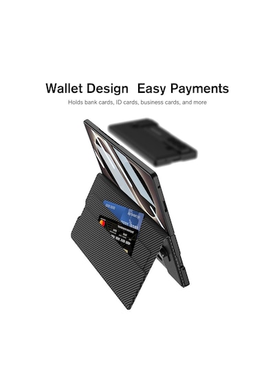 Nihcase Samsung Galaxy Uyumlu Z Fold 8 Ultra Kılıf Suni Deri Tasarımlı Kıpta Kartlıklı Standlı Kapak