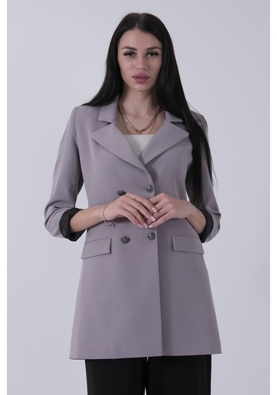 Feminist Gri Astarlı Düğme Kapamalı Blazer Ceket 0105123.06 Gri