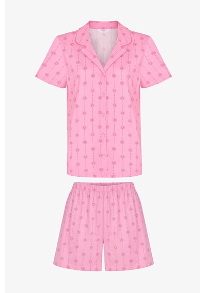 Penti Pembe Pink Stardust Pamuklu Gömlek Şortlu Pijama Takımı