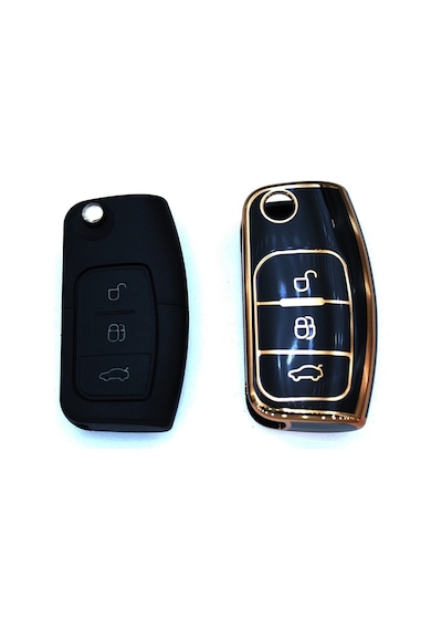 Ford Focus Uyumlu,fiesta,mondeo,cmax,courier Nano Yüksek Kalite Kumanda Kılıfı 3 Buton Siyah