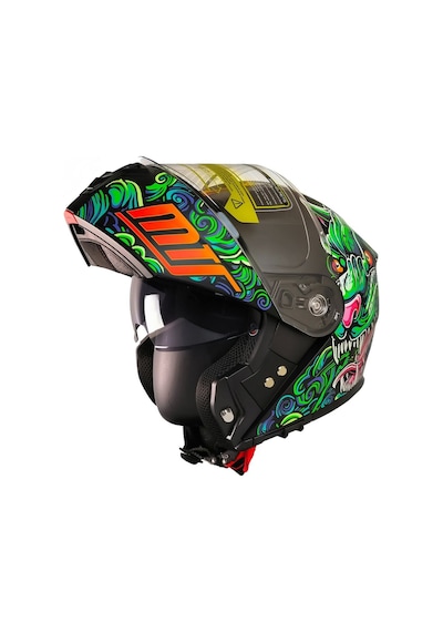 Motosiklet Çene Açılır Kask Güneş Vizörlü Ece 22.06 Sertifikalı New Motor Kaskı V2 Dragon Çok Renkli