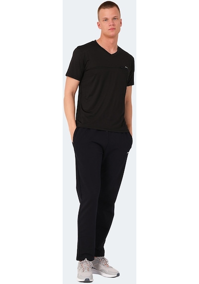 Slazenger KALLIAS Erkek Cepli V Yakan Siyah Tişört