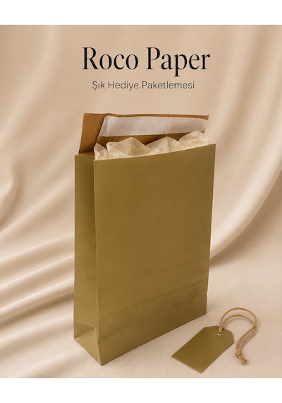 Yapışkan Bantlı Kraft Kese Kağıdı, Altın Renk, 25x8x30 Cm - 24'lü Paket, Hediye Ve Kargo Zarfı