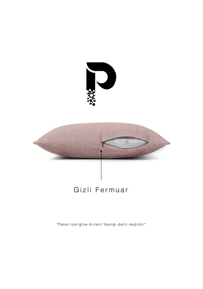 Br Perle Açık Pembe Keten Dokulu Dekoratif Kırlent Kılıfı Modern Salon Koltuk Yastığı