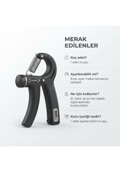 Ayarlanabilir Sayaçlı El Yayı Bilek Ön Kol Kavrama Güçlendirici Siyah