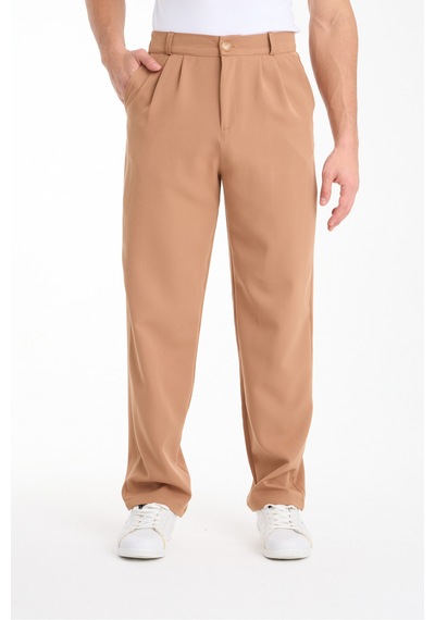 Gugus Erkek Baggy İthal Kumaş Pantolon Bej