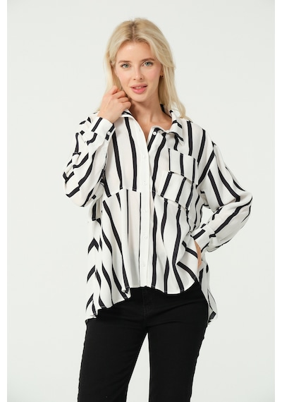 S'amore Clothing Cep Detay Polo Yaka Gömlek Multi Çizgili Çok Renkli