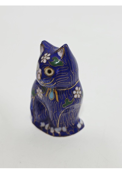 Antika Cloisonne Minyatür Kedi 6,7x4,2cm 149