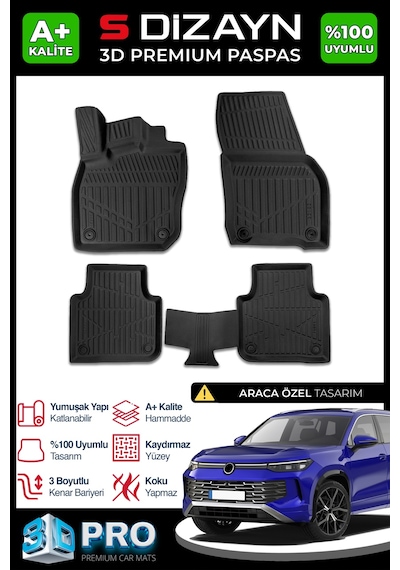 Vw Tayron 3d Pro Havuzlu Paspas 2025 Üzeri A+ Kalite 3ds-sdz262