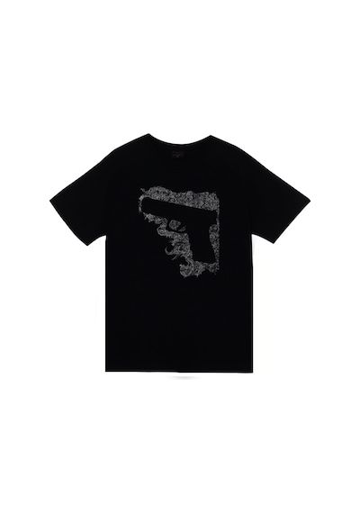 Tabanca Silah Baskılı T-Shirt Çok Renkli