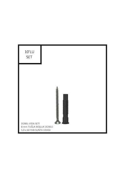 Dübel-vida Seti, Tuğla Boşluk Dübeli 8 Mm, 5,0x60 Yhb Sunta Vidası, 10 Adet