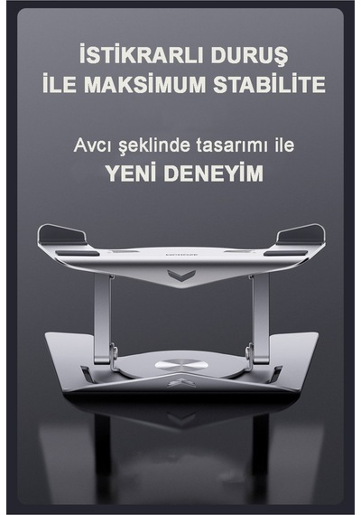 Mc-h20-1 Aluminyum 360 Döner, Katlanır,yükseklik Ve Açı Ayarlı Laptop, Notebook,tablet Standı Gümüş