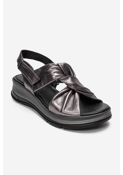 Luvishoes Oara Platin Cilt Hakiki Deri Kadın Sandalet