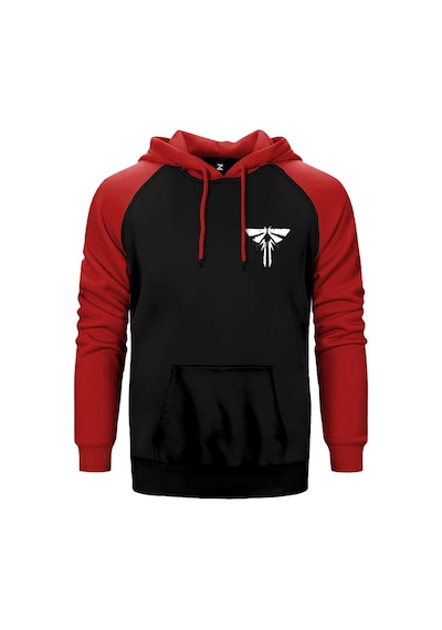 The Last Of Us Logo Kırmızı Renk Reglan Kol Kapşonlu Sweatshirt Kırmızı