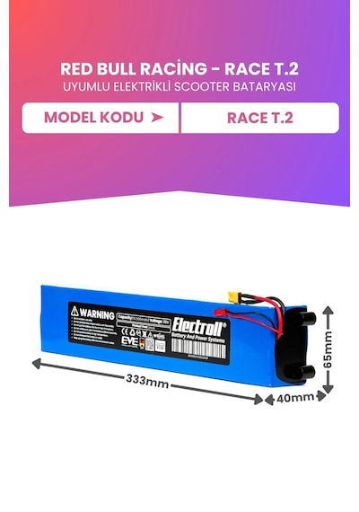 Red Bull Racing - Race T.2 Uyumlu Batarya Maksimum Kapasite 36v 10.500mah Elektrikli Scooter Bataryası Çok Renkli