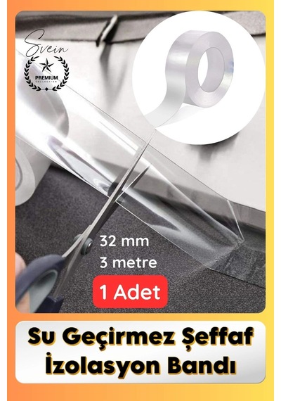 Sızdırmazbant 1 Adet Su Geçirmez Şeffaf İzolasyon Bandı Tezgah Lavabo Kenar Tamir Güçlü 38mm X 3m