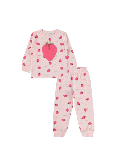 Civil Girls Çilek Desenli 2-5 Yaş Pijama Takımı - Pudra