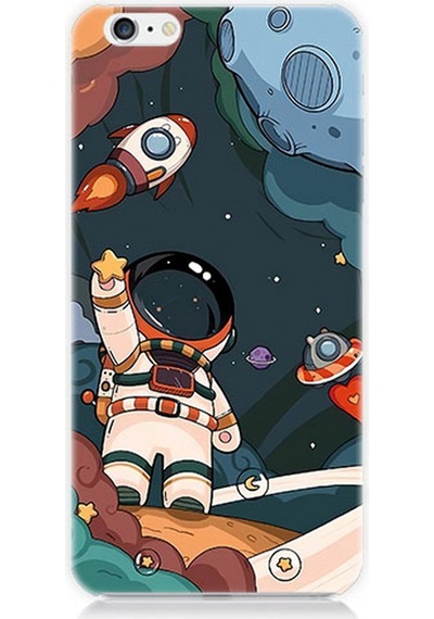 Apple Uyumlu iPhone 6 Silikon Kılıf Sevimli Astronot Uzay Macerası
