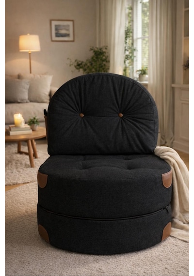 Viscolog Comfort Yeni Nesil Bohem Tekli Koltuk,legom Yataklı Katlanır Berjer,yer Yatağı, Modüler,65x75 85cm Siyah
