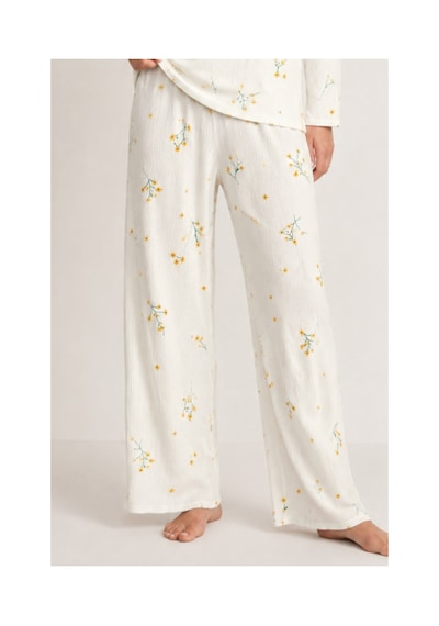 Fit Women Kadın Desenli Uzun Kollu Ekru Pijama Takımı 4722