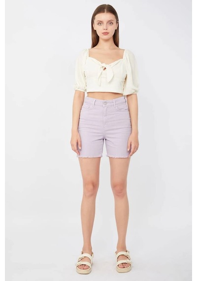 Banny Jeans Kadın Basic Paçası Kesik Jen Şort Lila