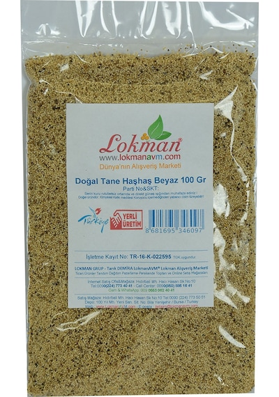 LokmanAvm Beyaz Doğal Tane Haşhaş Tohumu 100 G