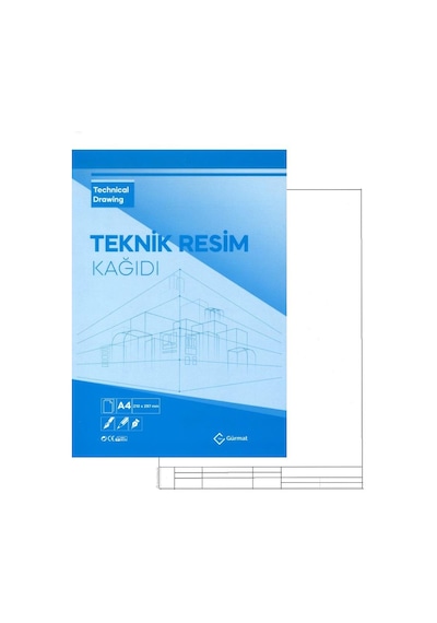A4 Teknik Resim Defteri Dik 40 Yaprak Gürmat Antetli A-4 Teknik R