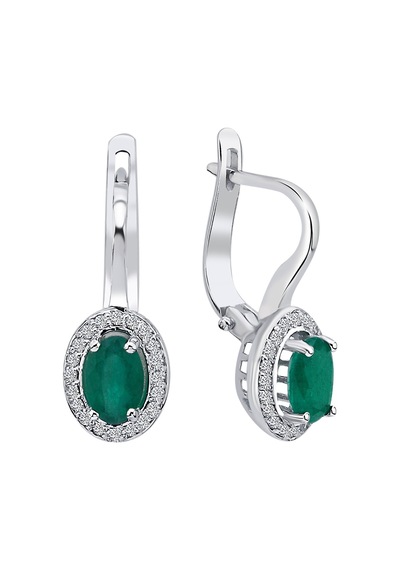 Sirius Oval Zümrüt Ve Pırlanta Taşlı Küpe  0804E0030