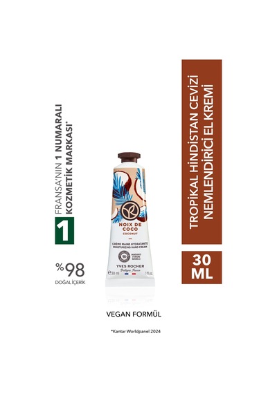 Yves Rocher El Kremi- Nemlendirici Besleyici Tropikal Hindistan Cevizi- Vegan-30ml