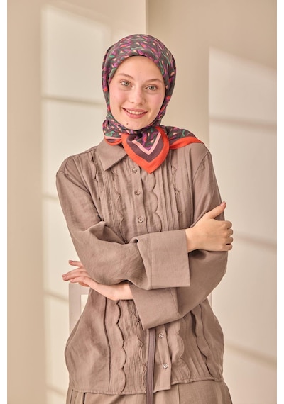 Silk Home Aura Eşarp 140006-07 Mercan, Acı Kahve, Zümrüt Yeşili, Mor