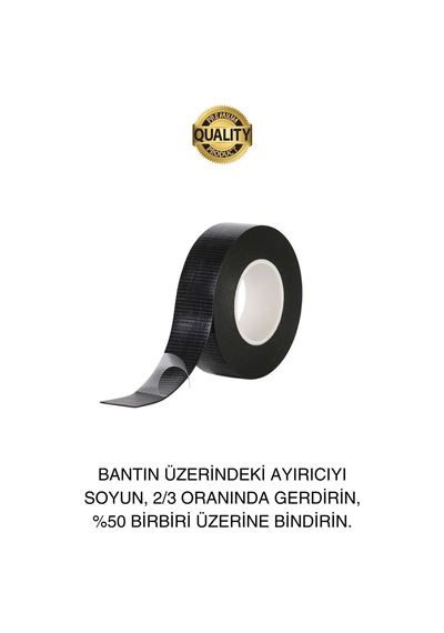 Süper Güçlü 15 Adet Siyah Kauçuk Kendinden Eriyen Bant Elektrik Sızdırmazlık Bandı 5 Mt 1.9 Cm