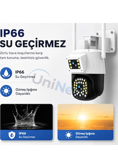 Uninet 6mp Çift Lensli Dış Mekân Güvenlik Kamerası 355 Ptz Döner Başlık, Siren, Polis Çakarı Ve Çift Yönlü Ses 15231979