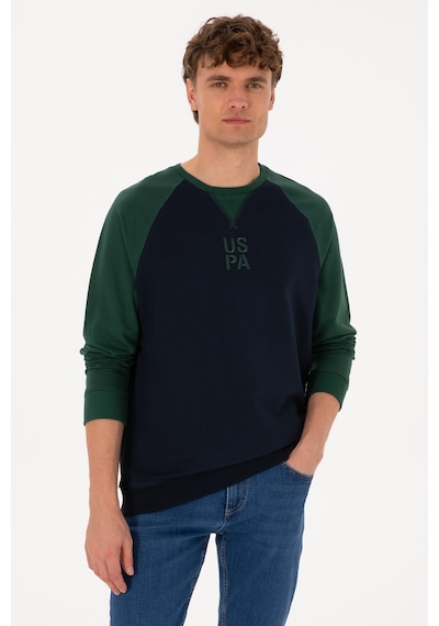 U.S. Polo Assn. Erkek Bisiklet Yaka Regular Fit Koyu Yeşil İnce Sweatshirt 50315420-VR079