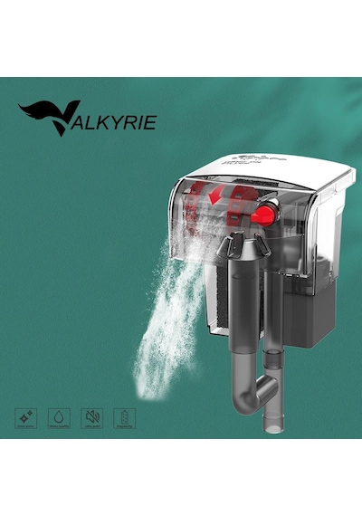 Valkyrie Akvaryum Askılı Şelale Filtre 3w 250 L/h Sessiz Çalışma Yüzey Temizleyici Sünger Filtreli
