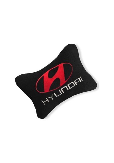Hyundai Nakış Işlemeli Siyah Polar Ortopedik Araç Oto Koltuk Seyahat Boyun Yastık / Tekli Siyah